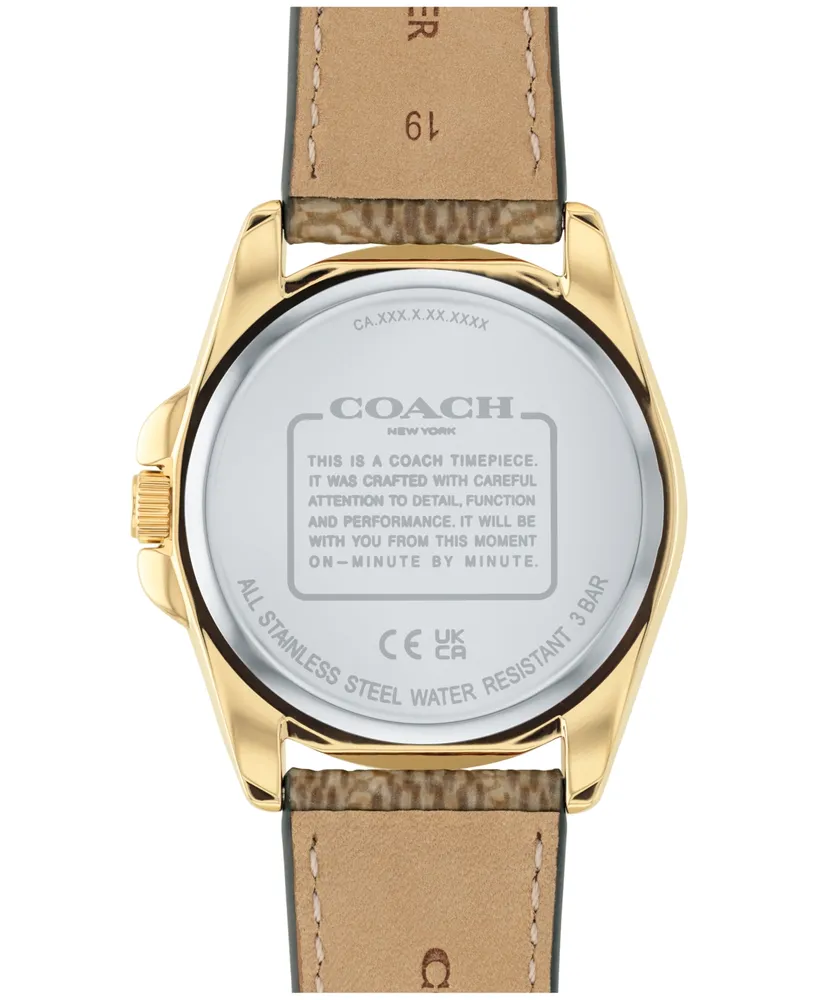 Coach Women's Greyson Quartz Brown Leather Strap Watch 36mm - Gold