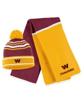 Women's Wear by Erin Andrews Burgundy Washington Commanders Colorblock Cuffed Knit Hat with Pom and Scarf Set