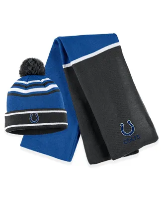 Women's Wear by Erin Andrews Royal Indianapolis Colts Colorblock Cuffed Knit Hat with Pom and Scarf Set