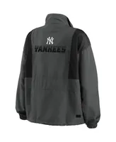 Women's Wear by Erin Andrews Charcoal New York Yankees Packable Half-Zip Jacket