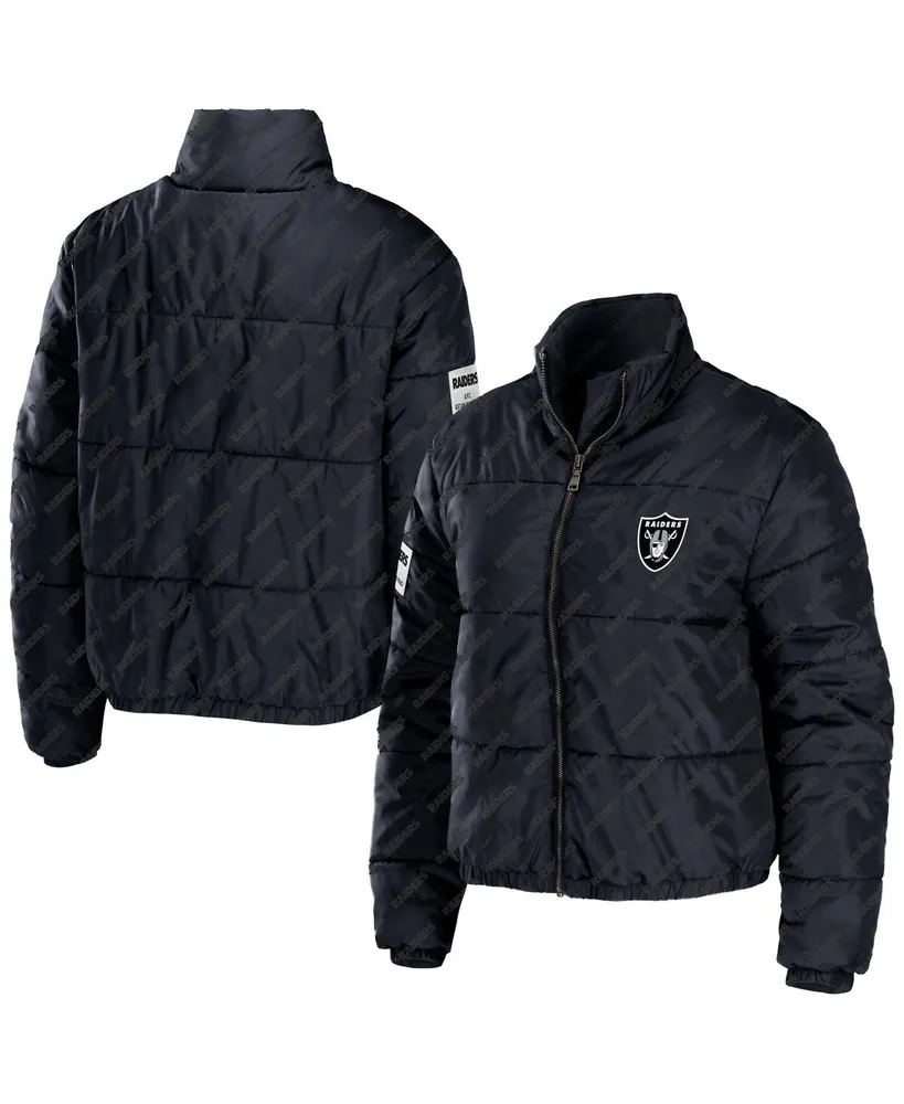 Women's Wear by Erin Andrews Black Las Vegas Raiders Puffer Full-Zip Jacket