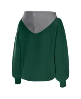 Women's Wear by Erin Andrews Hunter Green Milwaukee Bucks Pieced Quarter-Zip Hoodie Jacket