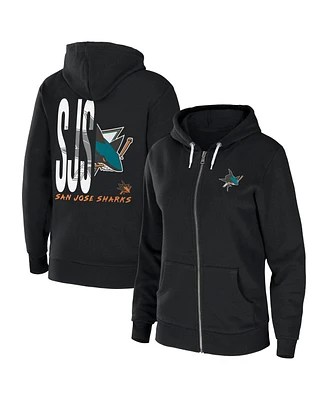 Women's Wear by Erin Andrews Black San Jose Sharks Sponge Fleece Full-Zip Hoodie