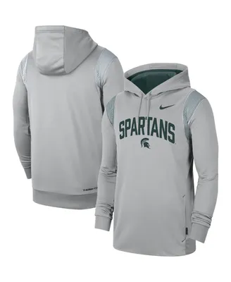 Men's Nike Gray Michigan State Spartans 2022 Game Day Sideline Performance Pullover Hoodie