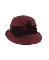 Scala Women's Adjustable Wool Felt Cloche with Velvet Bow