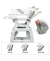 3 in 1 Baby High Chair Adjustable Seat Back and Removable Trays