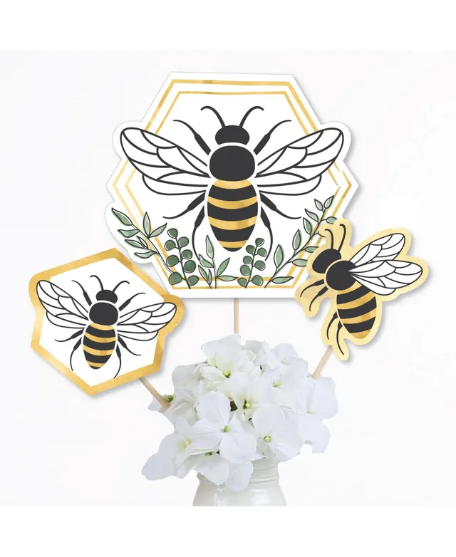 Big Dot of Happiness Little Bumblebee - Table Decorations - Bee Baby Shower  or Birthday Party Fold and Flare Centerpieces - 10 Count