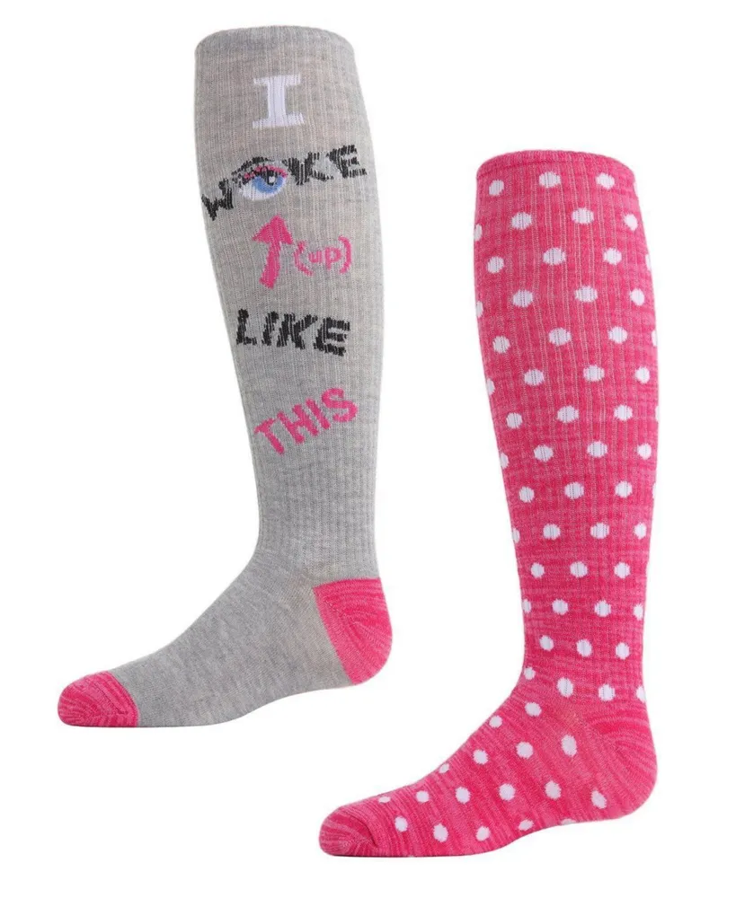 2 Pairs Girl's I Woke Up Like This Knee High Socks