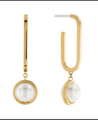 Tommy Hilfiger Imitation Pearl Drop Paperclip Earrings
