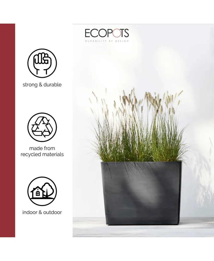 Ecopots Paris Durable Modern Plastic Rectangular Planter