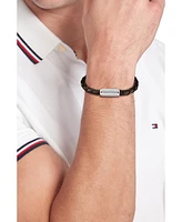 Tommy Hilfiger Men's Braided Tobacco Leather Bracelet