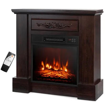 Costway 32'' Electric Fireplace Mantel Tv Stand Space Heater