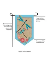 Evergreen Dragonflies and Flowers Shaped Burlap Garden Flag