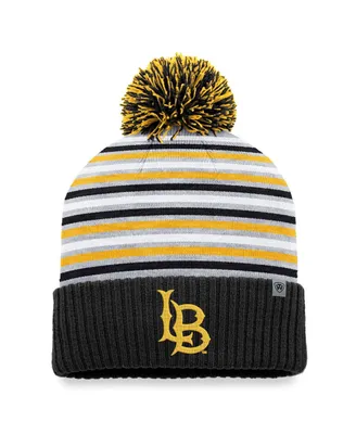 Men's Top of the World Black Cal State Long Beach The Beach Dash Cuffed Knit Hat with Pom