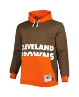 Men's Mitchell & Ness Brown, Orange Cleveland Browns Big and Tall Face Pullover Hoodie
