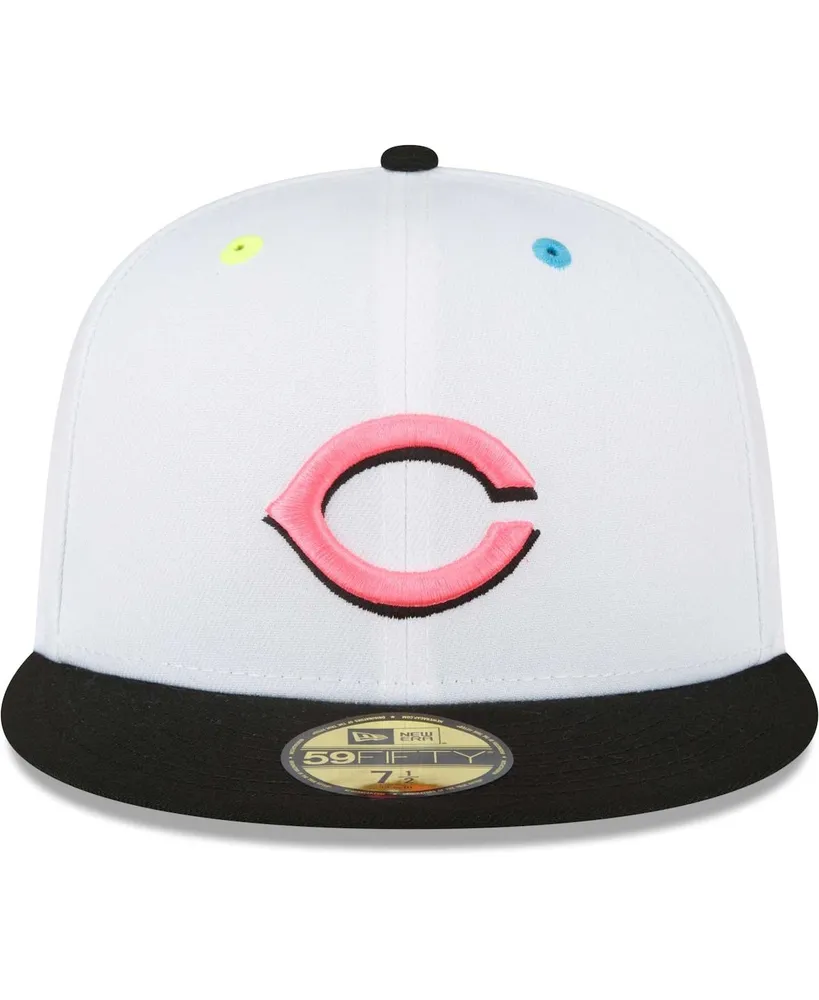 Men's New Era White Cincinnati Reds Neon Eye 59FIFTY Fitted Hat