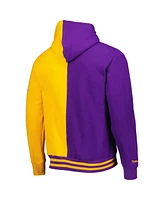 Men's Mitchell & Ness Purple, Gold Los Angeles Lakers Hardwood Classics Split Pullover Hoodie