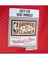 Men's Mitchell & Ness Wes Unseld Blue, Red Washington Bullets Hardwood Classics 1977-78 Split Swingman Jersey