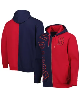 Men's Mitchell & Ness Navy, Red Boston Sox Fleece Full-Zip Hoodie