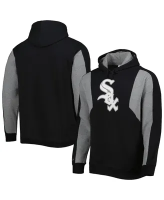 Men's Mitchell & Ness Black, Gray Chicago White Sox Colorblocked Fleece Pullover Hoodie