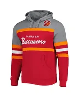 Men's Mitchell & Ness Red, Heathered Gray Tampa Bay Buccaneers Head Coach Pullover Hoodie