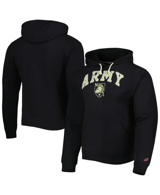 Men's League Collegiate Wear Black Army Knights Arch Essential Fleece Pullover Hoodie