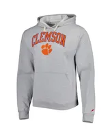 Men's League Collegiate Wear Heather Gray Clemson Tigers Arch Essential Fleece Pullover Hoodie