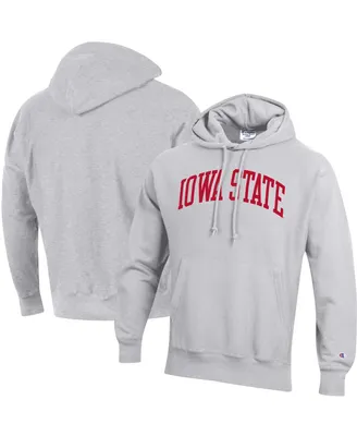 Men's Champion Heathered Gray Iowa State Cyclones Team Arch Reverse Weave Pullover Hoodie