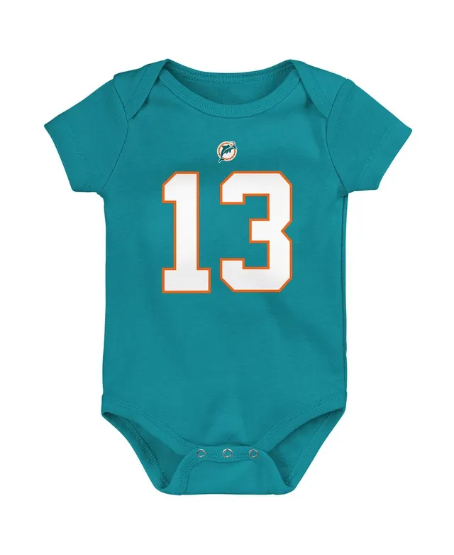 Newborn & Infant Mitchell & Ness Dan Marino Aqua Miami Dolphins Retro Name  & Number Bodysuit