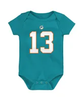 Newborn and Infant Boys Girls Mitchell & Ness Dan Marino Aqua Miami Dolphins Retro Name Number Bodysuit