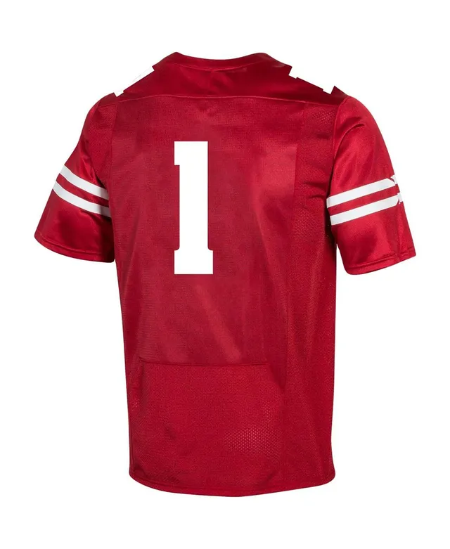 Men's Under Armour Russell Wilson Red Wisconsin Badgers Replica Alumni  Jersey