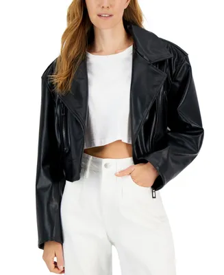 Hugo Women's Faux-Leather Logo Moto-Inspired Jacket