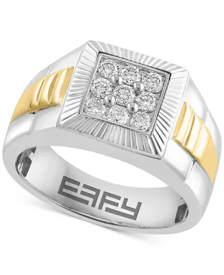 Effy Men's Diamond Cluster Ring (1/2 ct. t.w.) in 10k Two-Tone Gold
