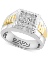 Effy Men's Diamond Cluster Ring (1/2 ct. t.w.) in 10k Two-Tone Gold
