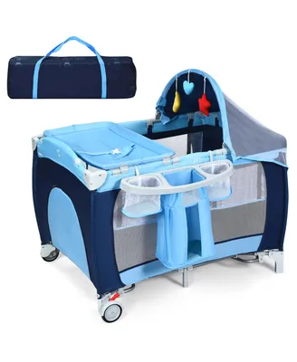Costway Baby Foldable Baby Crib Playpen Travel Bassinet Bed