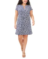 Msk Plus Floral-Print Grommet-Trim Dress