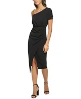 Guess Women's One-Shoulder-Chain Slit-Front Sheath Dress