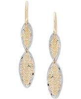 Textured Openwork Two-Tone Double Drop Earrings in 10k Gold, Created for Macy's