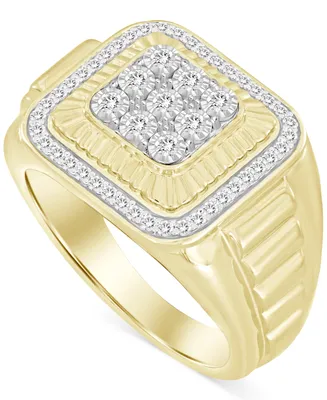 Men's Diamond Halo Cluster Ring (1/2 ct. t.w.) in 10k Gold