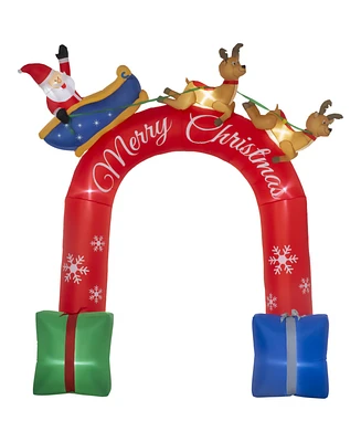Outsunny 9' Inflatable Christmas Arch with Santa Blow-Up Outdoor Display