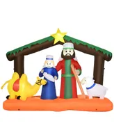 Outsunny 7.5' Christmas Inflatable Nativity Scene BlowUp Outdoor Display - Multi