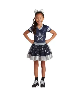 Big Girls Navy Dallas Cowboys Tutu Tailgate Game Day V-Neck Costume