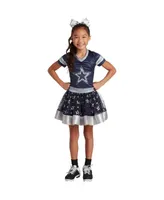 Big Girls Navy Dallas Cowboys Tutu Tailgate Game Day V-Neck Costume