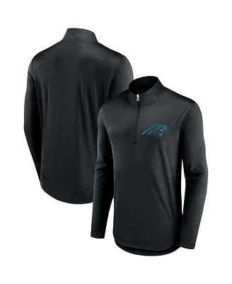 Men's Fanatics Black Carolina Panthers Tough Minded Quarter-Zip Top