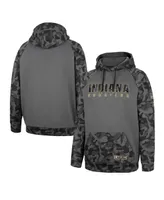 Men's Colosseum Charcoal Indiana Hoosiers Oht Military-Inspired Appreciation Camo Stack Raglan Pullover Hoodie