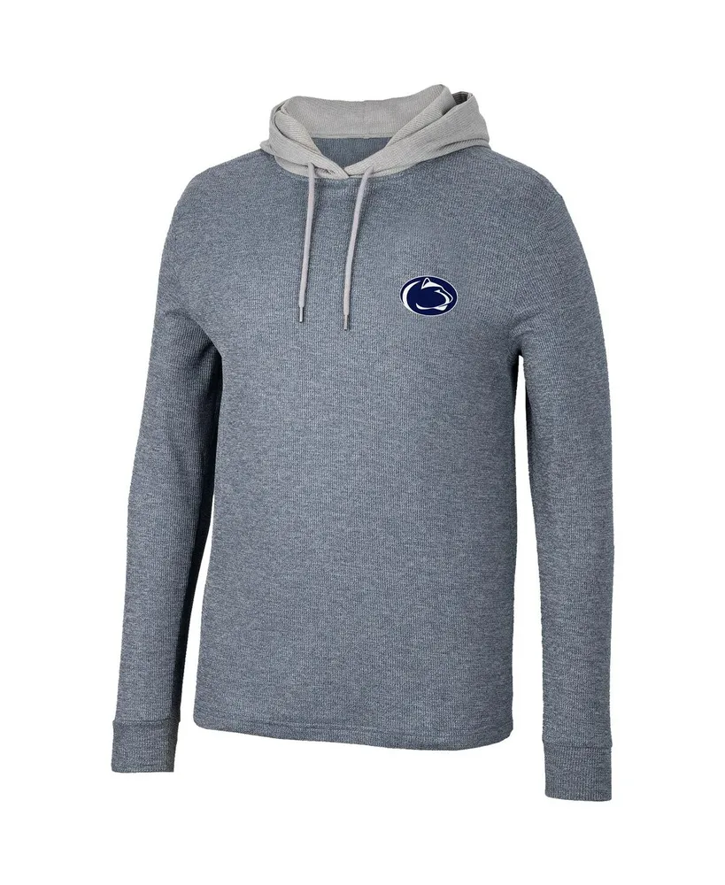 Men's Colosseum Navy Penn State Nittany Lions Ballot Waffle-Knit Thermal Long Sleeve Hoodie T-shirt