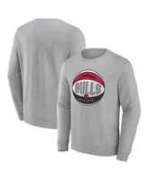 Men's Fanatics Heathered Gray Chicago Bulls True Classics Vint Pullover Sweatshirt