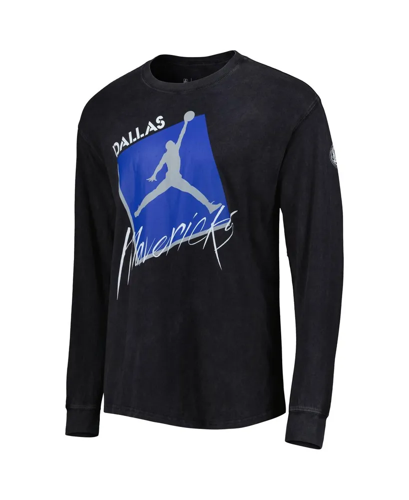 Men's Jordan Black Dallas Mavericks Courtside Max 90 Vintage-Like Wash Statement Edition Long Sleeve T-shirt