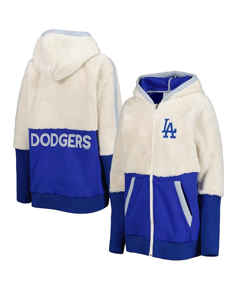 Women's G-iii 4Her by Carl Banks Oatmeal, Royal Los Angeles Dodgers Shuffle It Raglan Full-Zip Hoodie