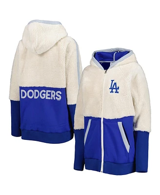 Women's G-iii 4Her by Carl Banks Oatmeal, Royal Los Angeles Dodgers Shuffle It Raglan Full-Zip Hoodie